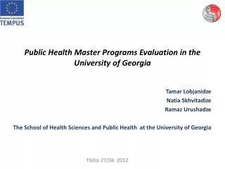 Public Health Master Programs Evaluation in the University of Georgia