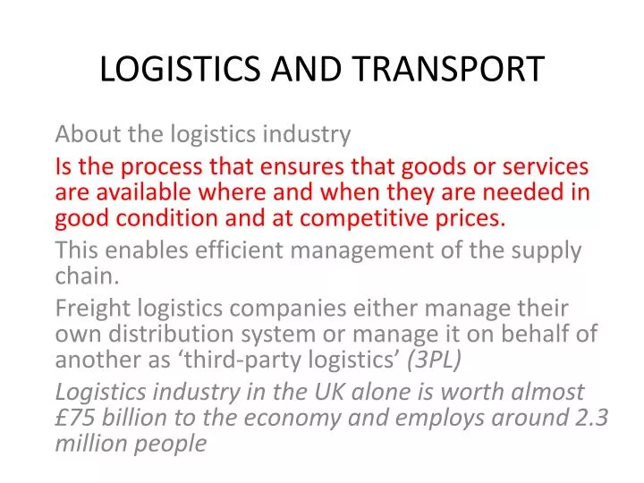 logistics and transport
