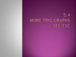 5.4 More Trig Graphs sec/ csc