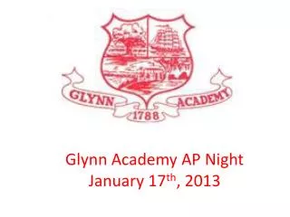 Glynn Academy AP Night January 17 th , 2013