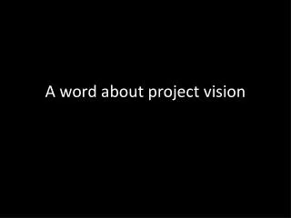 A word about project vision