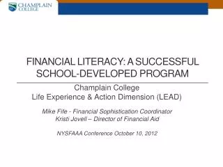 Financial literacy: a successful school-developed program
