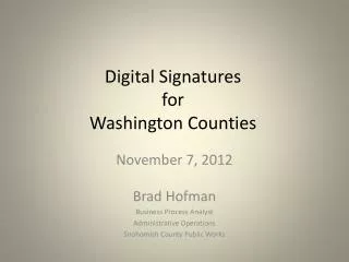 Digital Signatures for Washington Counties