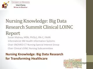 Nursing Knowledge: Big Data Research Summit Clinical LOINC Report