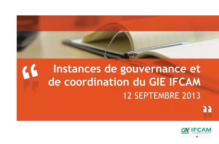 instances de gouvernance et de coordination du gie ifcam