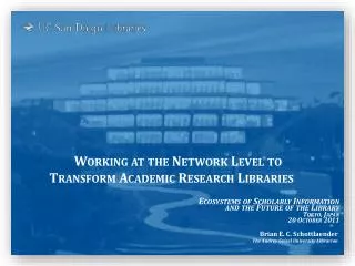Working at the Network Level to Transform Academic Research Libraries