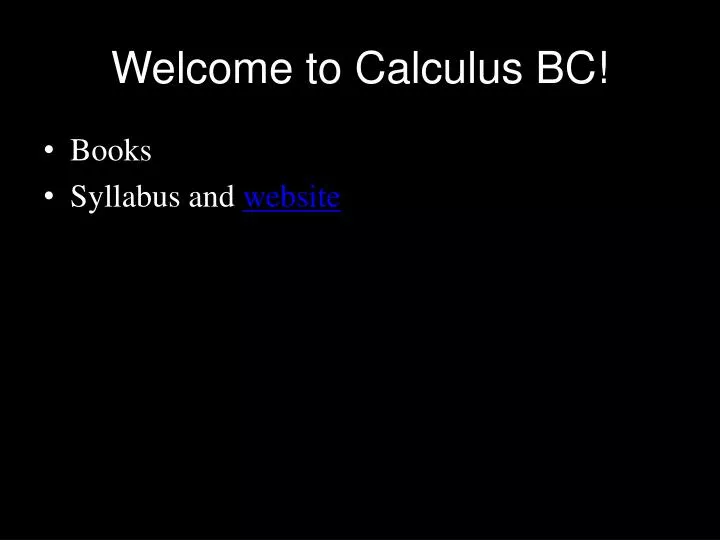 welcome to calculus bc