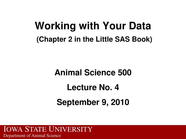 working with your data chapter 2 in the little sas book
