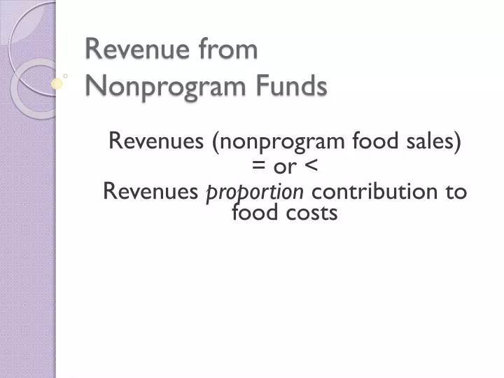 revenue from nonprogram funds