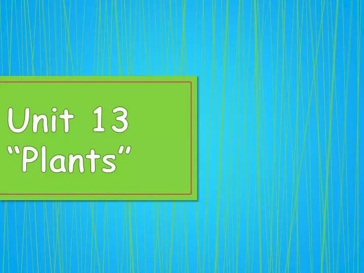 unit 13 plants
