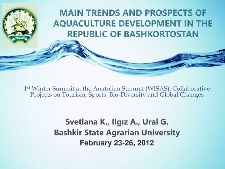 main trends and prospects of aquaculture development in the republic of bashkortostan