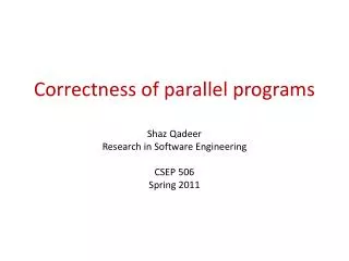 Correctness of parallel programs