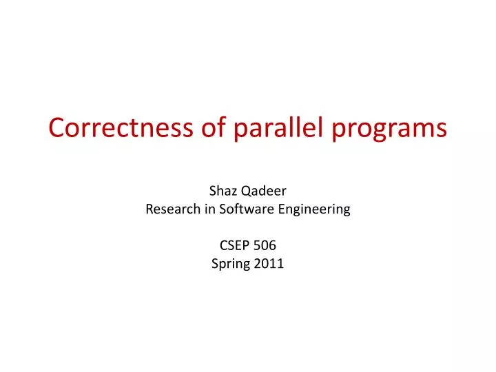 correctness of parallel programs