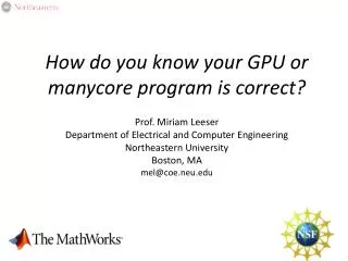 How do you know your GPU or manycore program is correct?