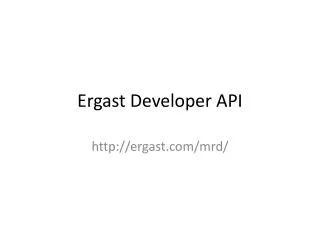 Ergast Developer API