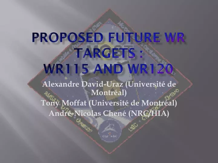 proposed future wr targets wr115 and wr120