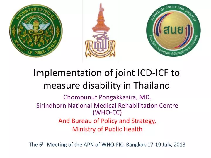 implementation of joint icd icf to measure disability in thailand
