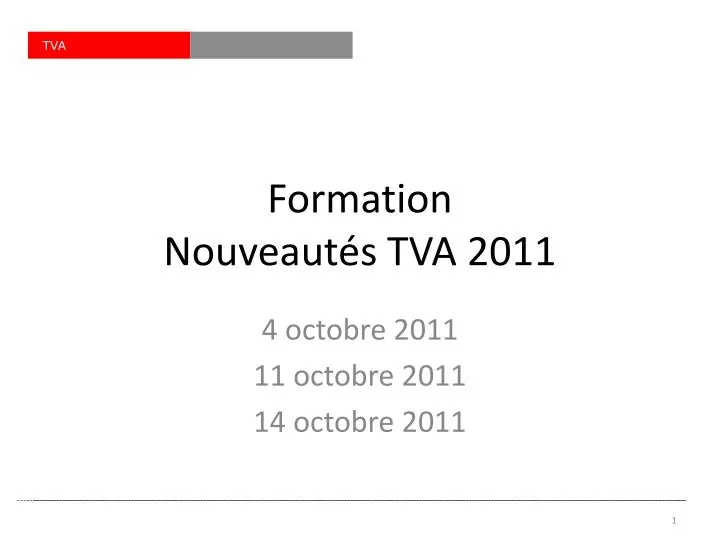 formation nouveaut s tva 2011