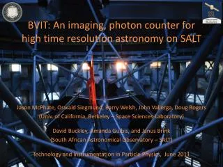 BVIT: An imaging, photon counter for high time resolution astronomy on SALT