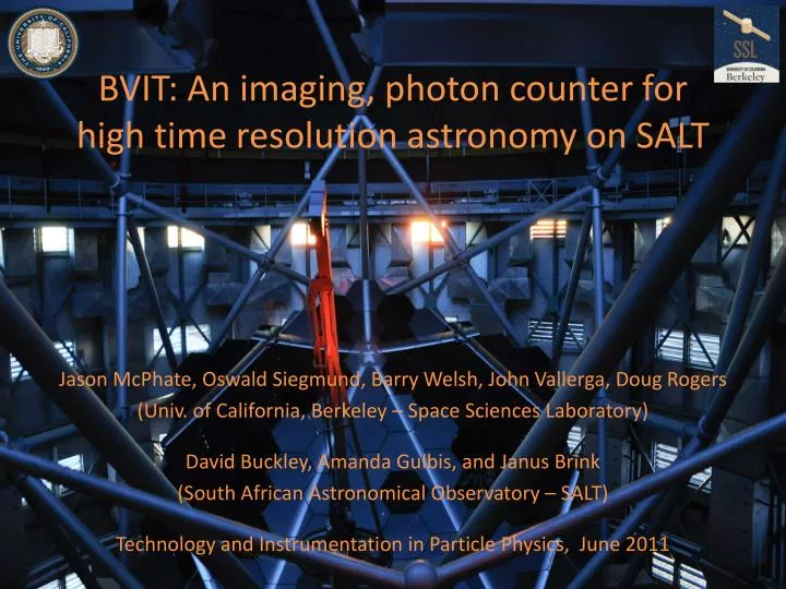 bvit an imaging photon counter for high time resolution astronomy on salt