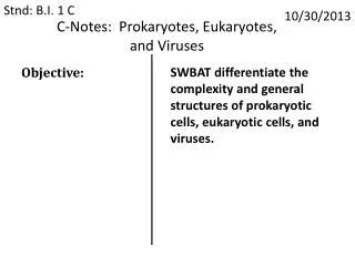 C-Notes: Prokaryotes, Eukaryotes, and Viruses