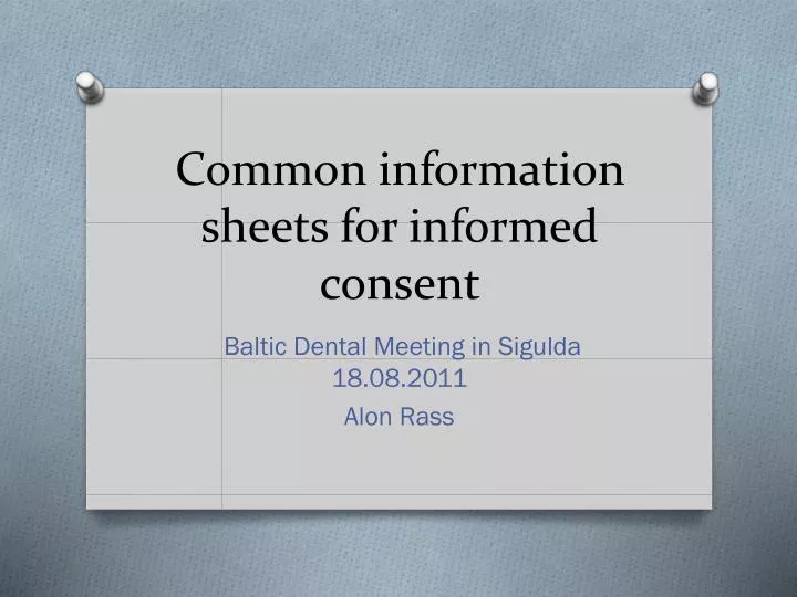 common information sheets for informed consent