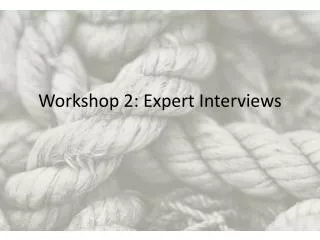 Workshop 2: Expert Interviews