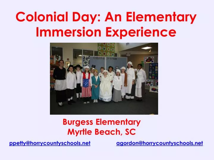 colonial day an elementary immersion experience