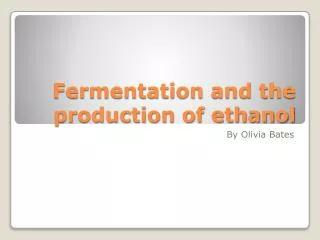 Fermentation and the production of ethanol