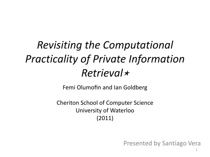 revisiting the computational practicality of private information retrieval