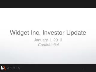 Widget Inc. Investor Update