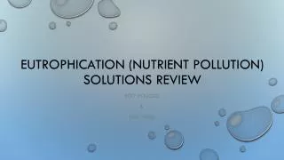 Eutrophication (nutrient pollution) solutions review