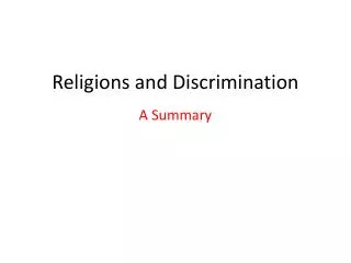 Religions and Discrimination