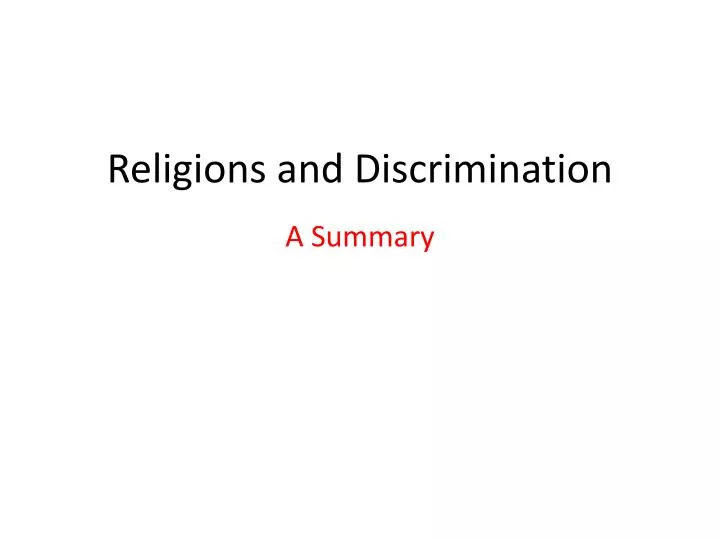 religions and discrimination