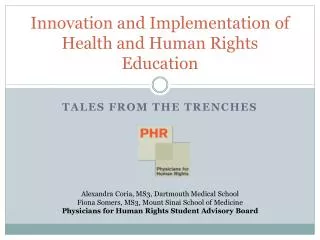 Innovation and Implementation of Health and Human Rights Education