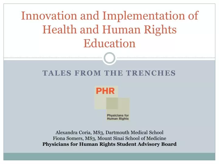 innovation and implementation of health and human rights education
