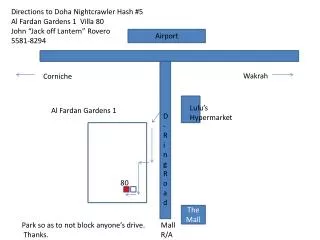 Directions to Doha Nightcrawler Hash #5 Al Fardan Gardens 1 Villa 80