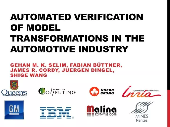 automated verification of model transformations in the automotive industry