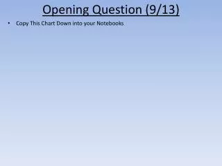 Opening Question (9/13)