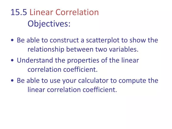 15 5 linear correlation objectives