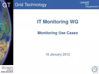IT Monitoring WG Monitoring Use Cases