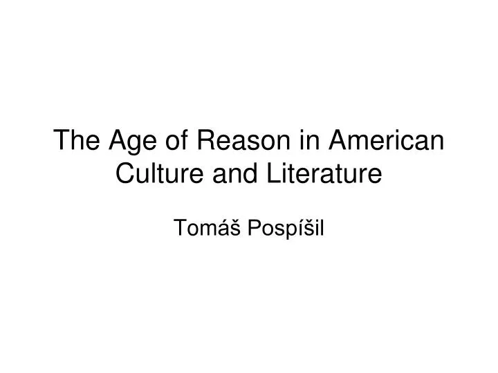 the age of reason in american culture and literature
