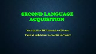 Second Language acquisition