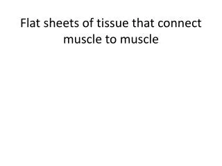 Flat sheets of tissue that connect muscle to muscle