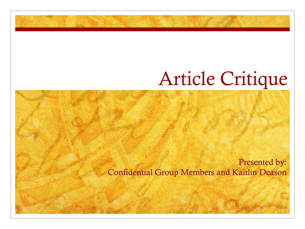 PPT - Article Critique PowerPoint Presentation, free download - ID:2256694