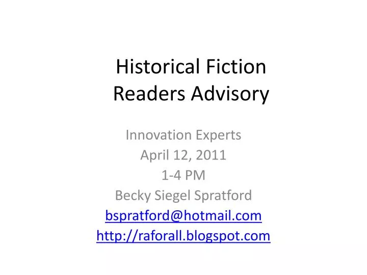 historical fiction readers advisory
