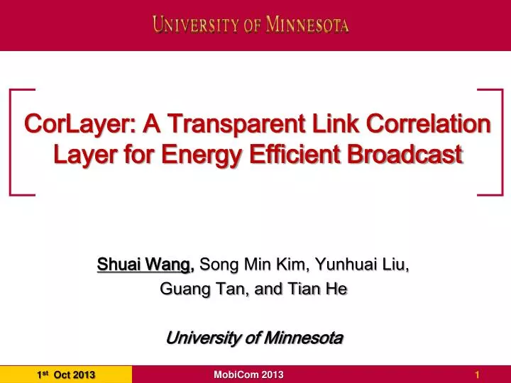corlayer a transparent link correlation layer for energy efficient broadcast