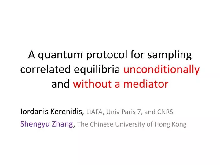 a quantum protocol for sampling correlated equilibria unconditionally and without a mediator