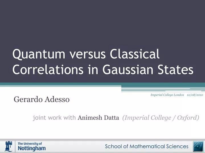 quantum versus classical correlations in gaussian states