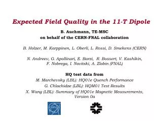Expected Field Quality in the 11-T Dipole